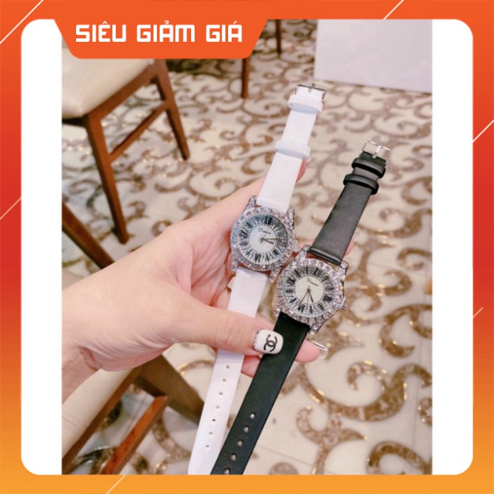 Đồng hồ dây da mềm thiết kế đính đá kim cương nhân tạo sang trọng đeo cực sáng tay và nổi bật | BigBuy360 - bigbuy360.vn