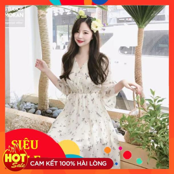 ( Hàng order ) Váy hoa nhí vải voan - sẵn trắng s  hagauorder hagauorder