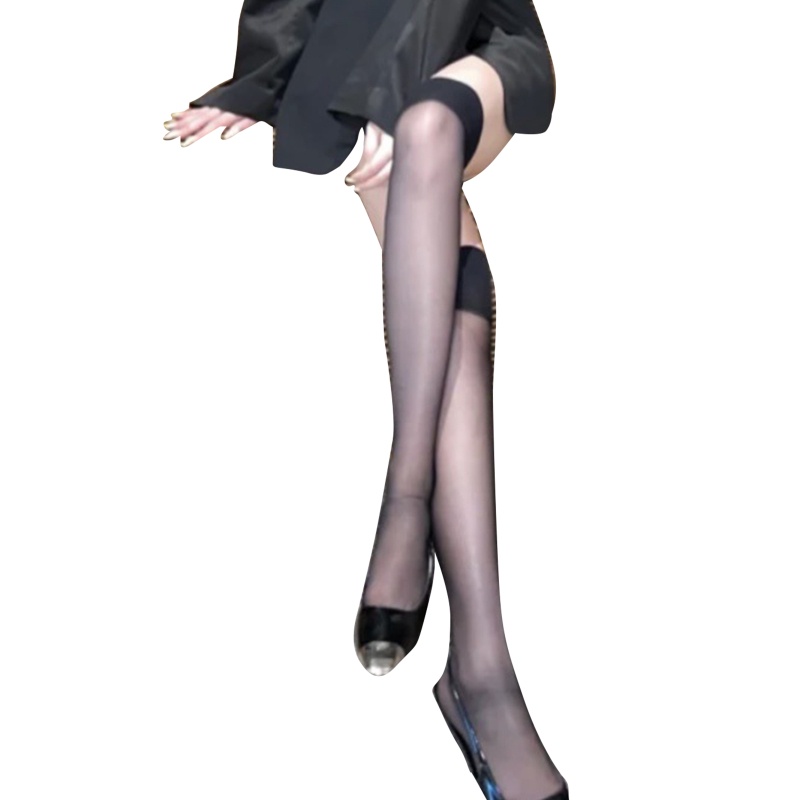 XIXI Tất Lụa Trong Suốt Dài Qua Gối Phối Màu Tương Phản Gợi Cảm Cho Nữ