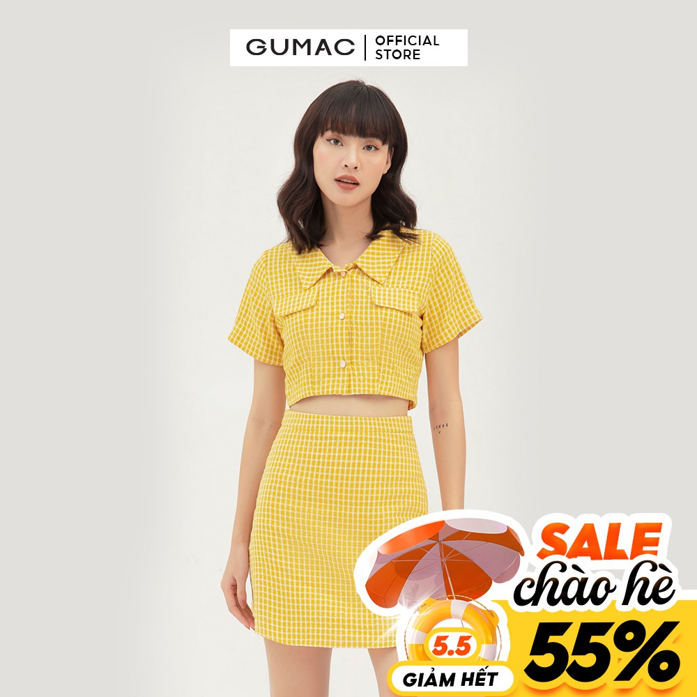 Chân váy nữ caro GUMAC phong cách cá tính, năng động màu vàng VB333