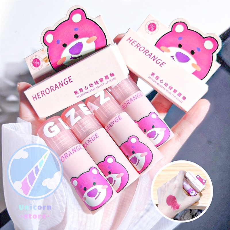Son Kem Lì Gấu Hồng Herorange Beckoning Bear Velvet Lip Glaze HR269