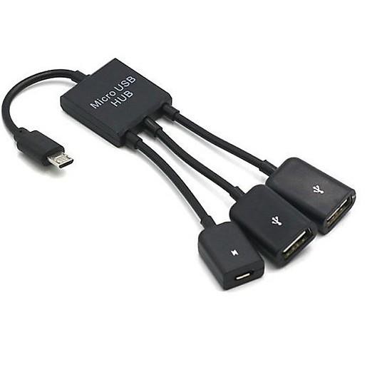 Cáp OTG MicroUSB dùng 2 thiết bị cùng lúc có cổng hỗ trợ nguồn