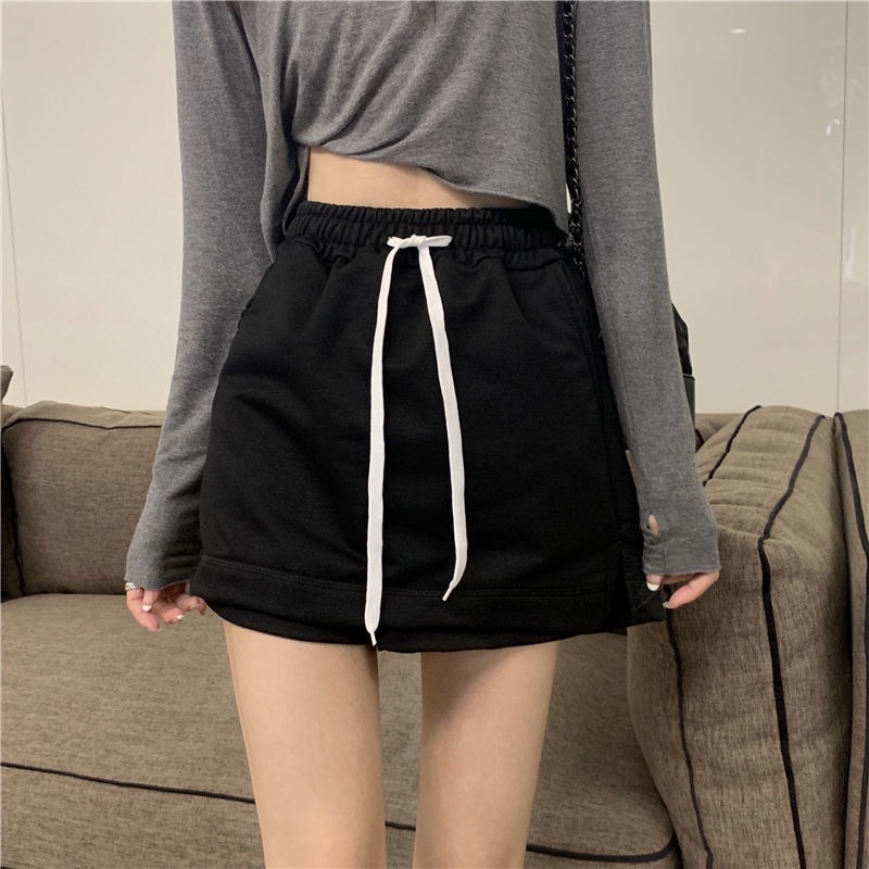 Jiashucheng Quần Short Lưng Cao Giả Hai Lớp Thời Trang Mùa Hè Cho Nữ