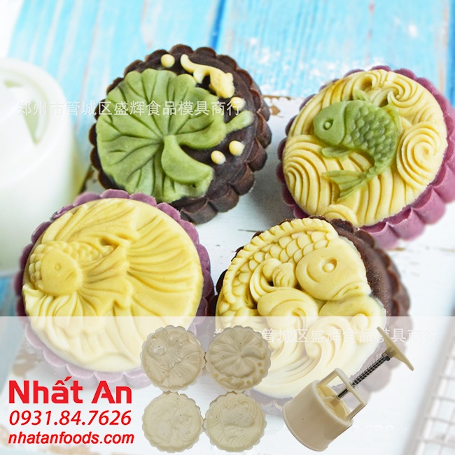 Khuôn bánh trung thu Cá Sen 125gr (4 mặt)