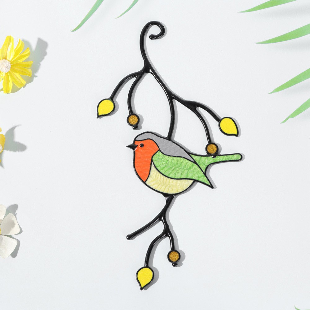 🍒QINJUE🍒 Valentine's Day Gift Garden Patio Decor Sculptures Pendant Hummingbird Sun Catcher Window Hangings Bird Decoration for Home Window Front Door Bright Colors Bird Series Ornament Window Hangings