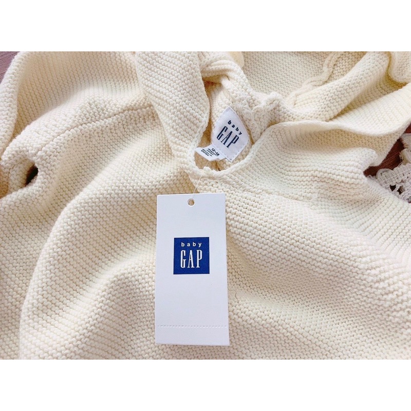 Áo len GAP trắng be tai thỏ cute