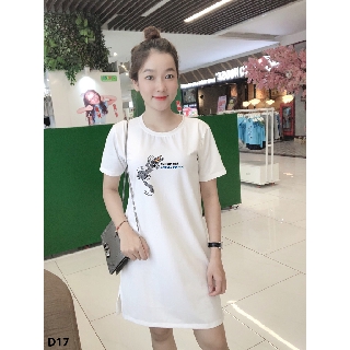 [MẪU HOT] ĐẦM SUÔNG THUN CO GIÃN IN HÌNH CỰC ĐẸP DƯỚI 65KG - D17