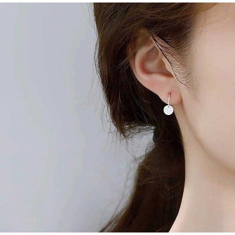 Bông tai bạc nữ DaLiA Jewelry khuyên tai bông tròn bi bạc phối miếng charm tròn cá tính cho cả người lớn trẻ em