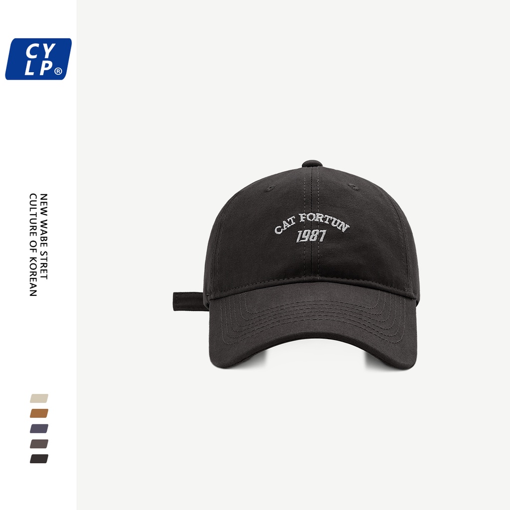 Nón lưỡi trai mềm thêu 1987 thời trang thu đông phong cách hàn quốc cho nam và nữ