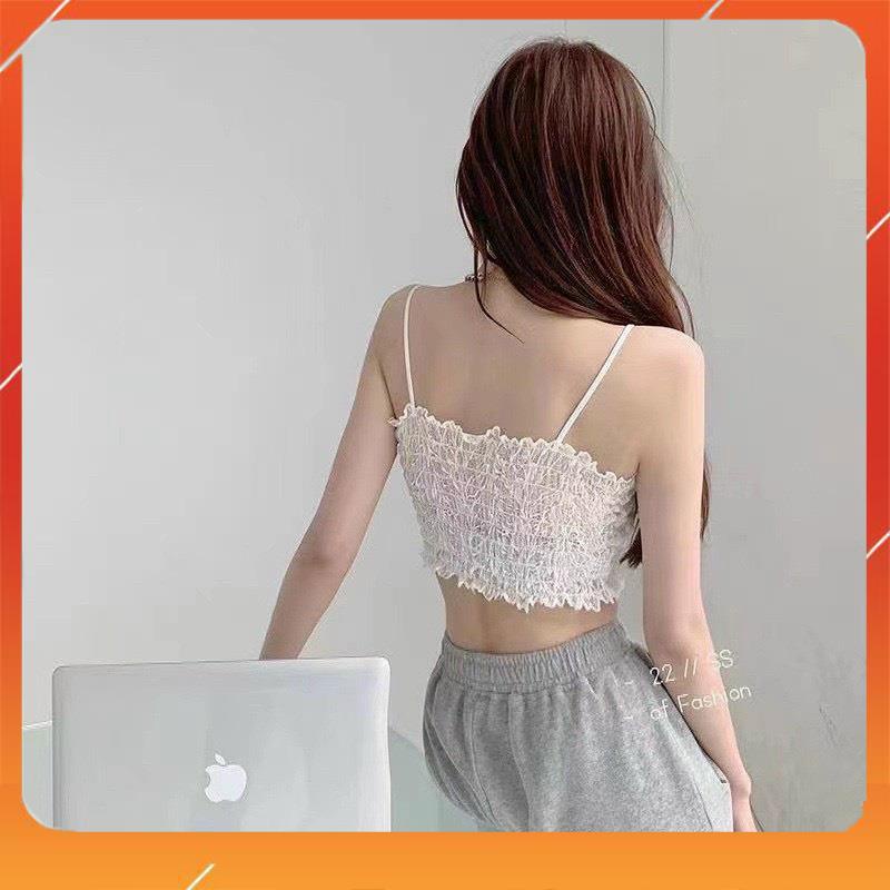Áo bra ren hoa hồng 2 dây có mút đệm kiểu dáng hiện đại trẻ trung