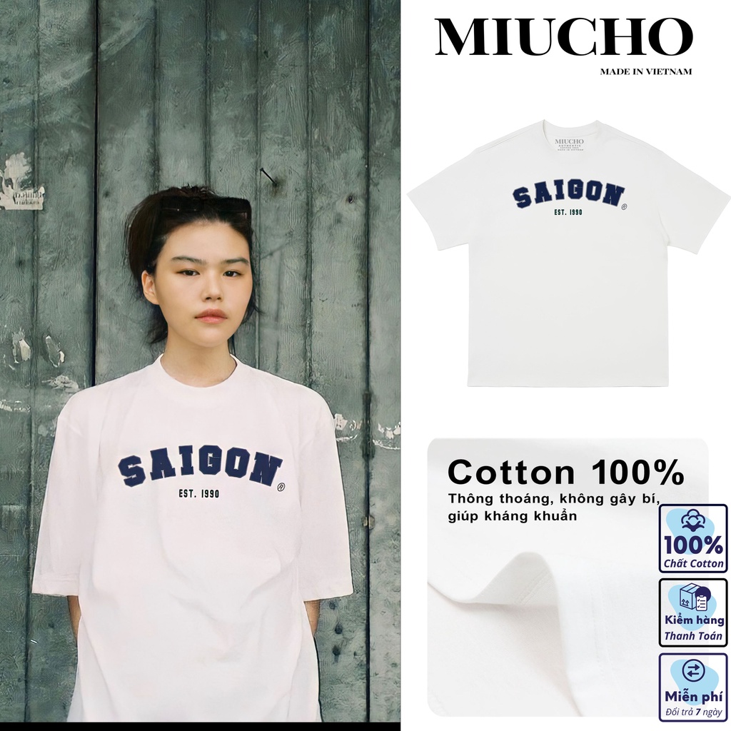 Áo phông nữ form rộng tay lỡ unisex đẹp, áo thun nữ form rộng tay lỡ unisex cotton hàn quốc AT054 Miucho basic tee