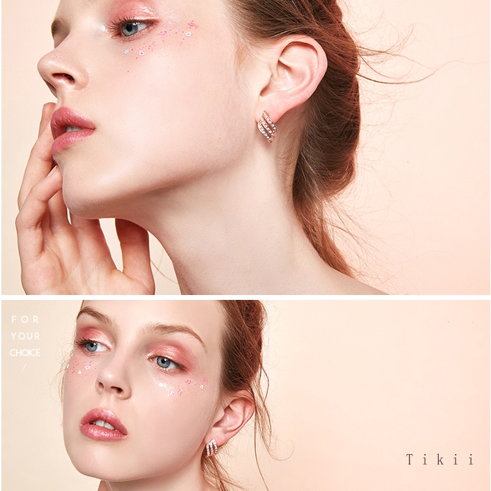 Đôi Bông Tai Hình Đôi Cánh Đính Đá Kiểu Dáng Trẻ Trung Cho Nữ