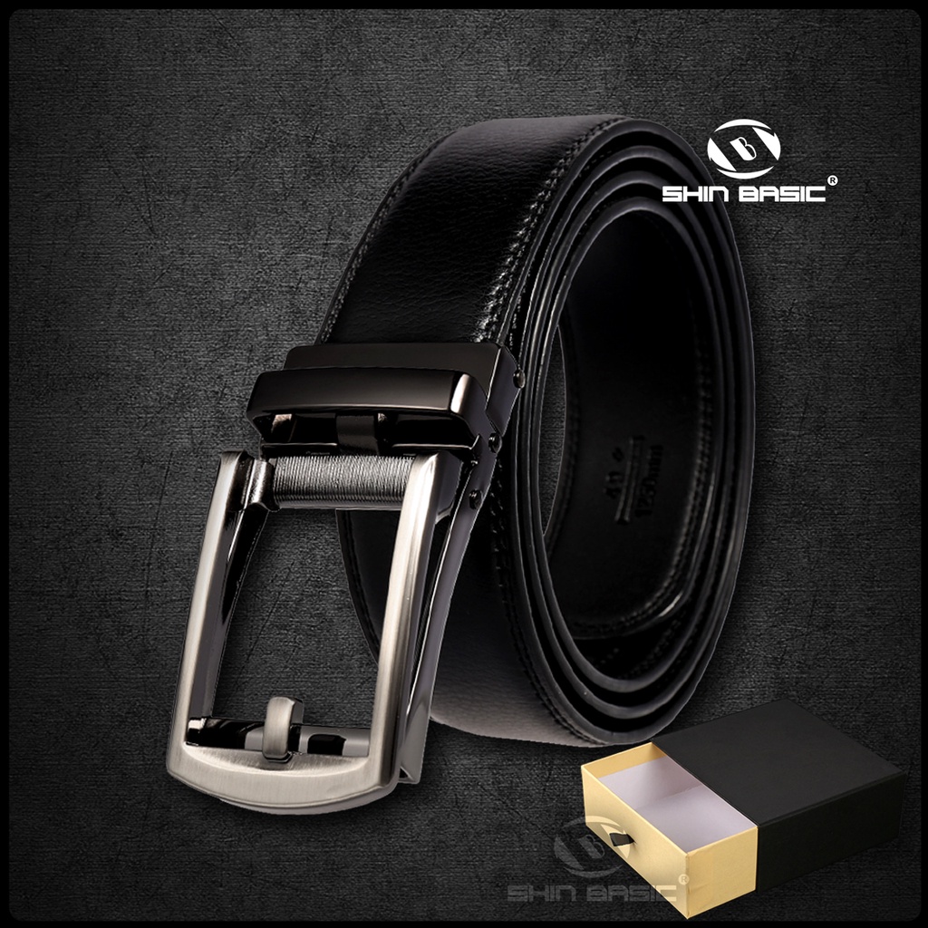 Dây Thắt Lưng, Nịt Nam Da Bò Cao Cấp - ShinBasic, Bảng Khoá Tự Động, Thời Trang Công Sở,  BELTS21BAS09-3