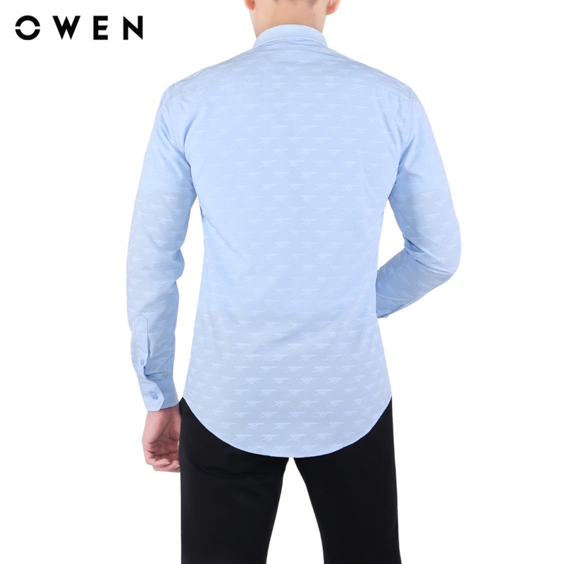 [Mã FATREND2810 giảm đến 30k tối đa 99k] Áo sơ mi Dài tay Owen Slim Fit màu Xanh - AS61040D