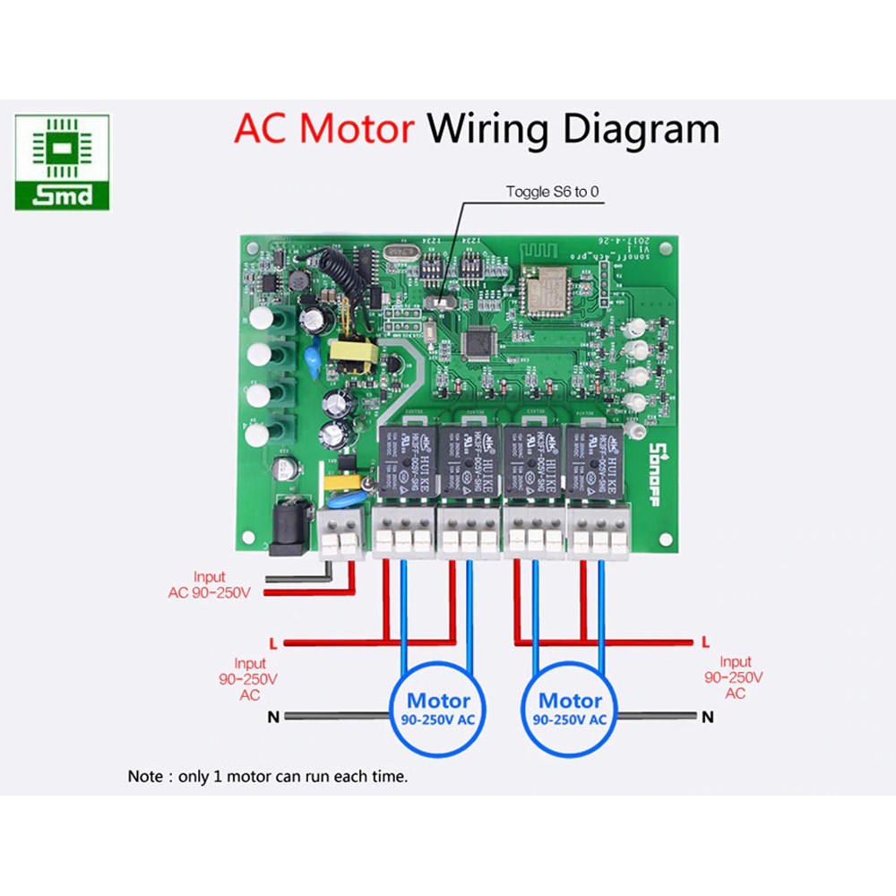 Công tắc thông minh SONOFF 4CH PRO R2/R3 điều khiển từ xa qua WiFi và RF 4 kênh