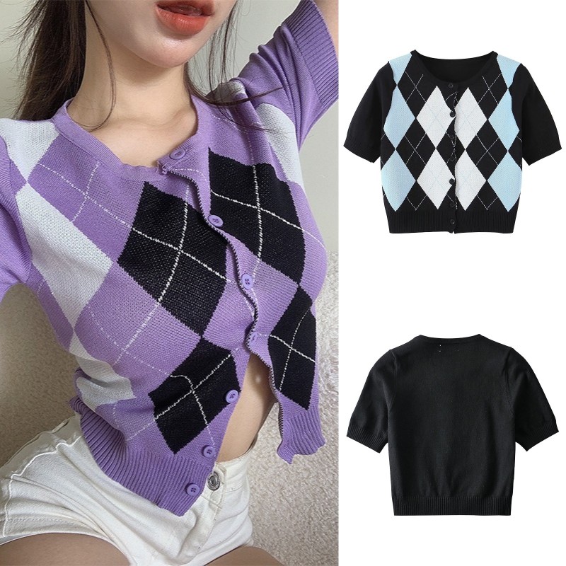 Áo croptop ngắn tay cổ tròn sành điệu cho nữ