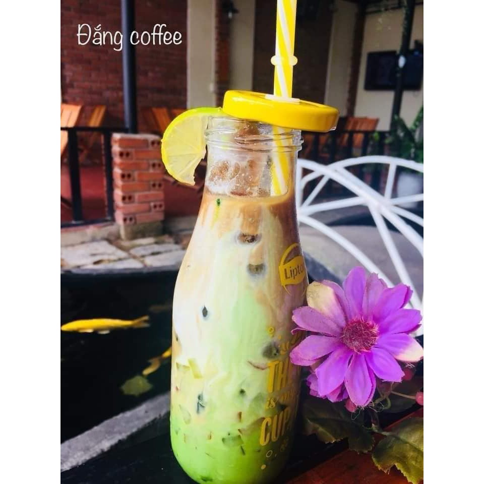 Bình thủy tinh nắp vặn ống hút 430ml