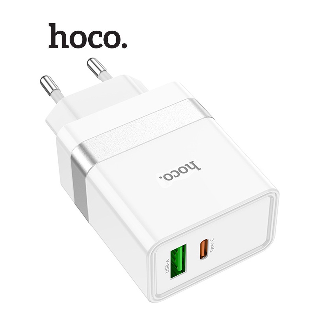 Củ sạc nhanh Hoco N21 chân tròn sạc nhanh PD30W cổng USB và Type-C chất liệu PC chống cháy