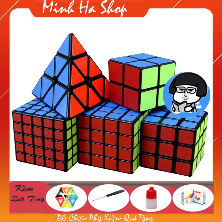 Combo 5 Rubik 2x2 3x3 4x4 5x5 Rubik Tam Giác - Hàng Cao Cấp, Xoay Cực Trơn, Cực Mượt