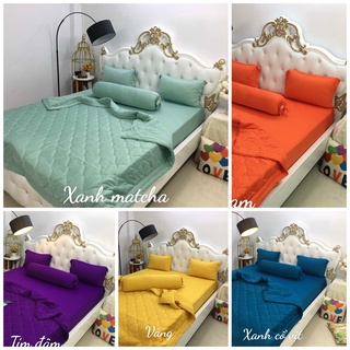 Bộ Ga Giường Thun Lạnh Hàn Quốc Màu Trơn 4 Món - Xưởng Ga Gối Hồng Nhung HN188