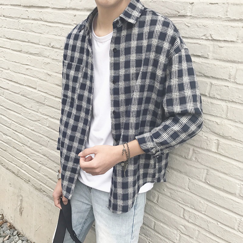 Áo khoác sơ mi họa tiết caro thời trang trẻ trung | BigBuy360 - bigbuy360.vn