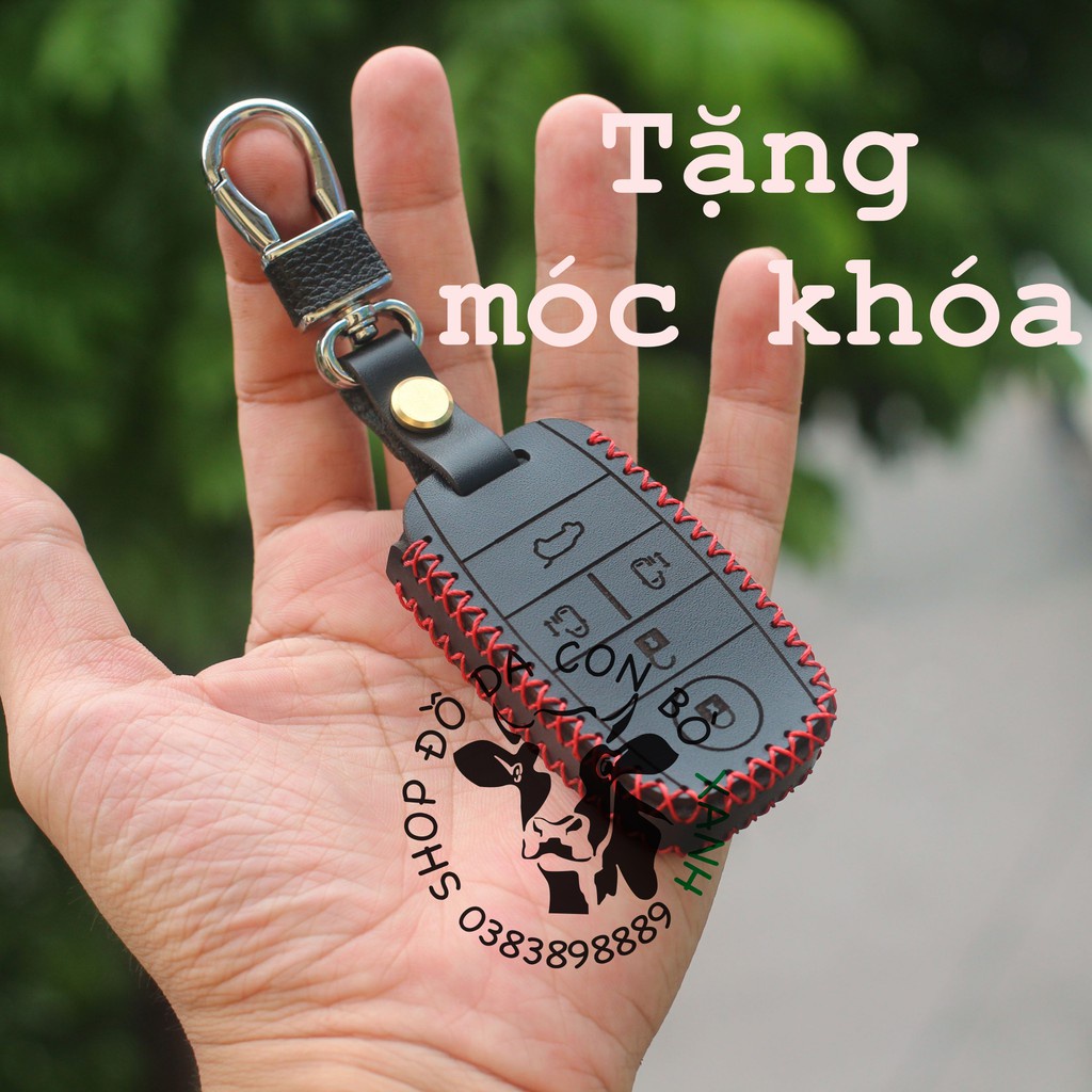 [Màu đỏ] Bao Da Chìa Khoá Kia Sedona handmade Da Thật 008