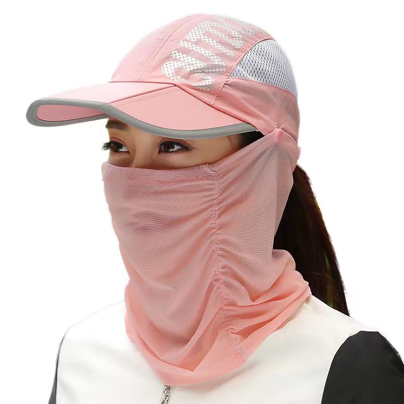 Mũ Chống Nắng Mùa Hè Chống Tia UV Có Màng Che Mặt Mới Có Thể Gấp Gọn Cho Nữ Hoạt Động Ngoài Trời