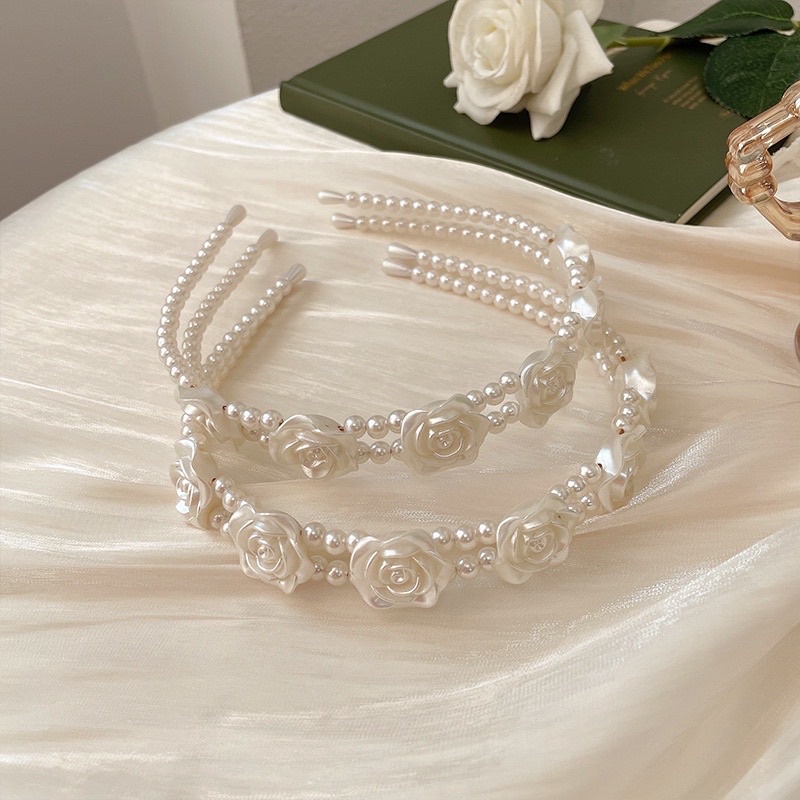 PVN45401 Băng đô, bờm hình hoa hồng đính đá phong cách Hàn Quốc xinh xắn