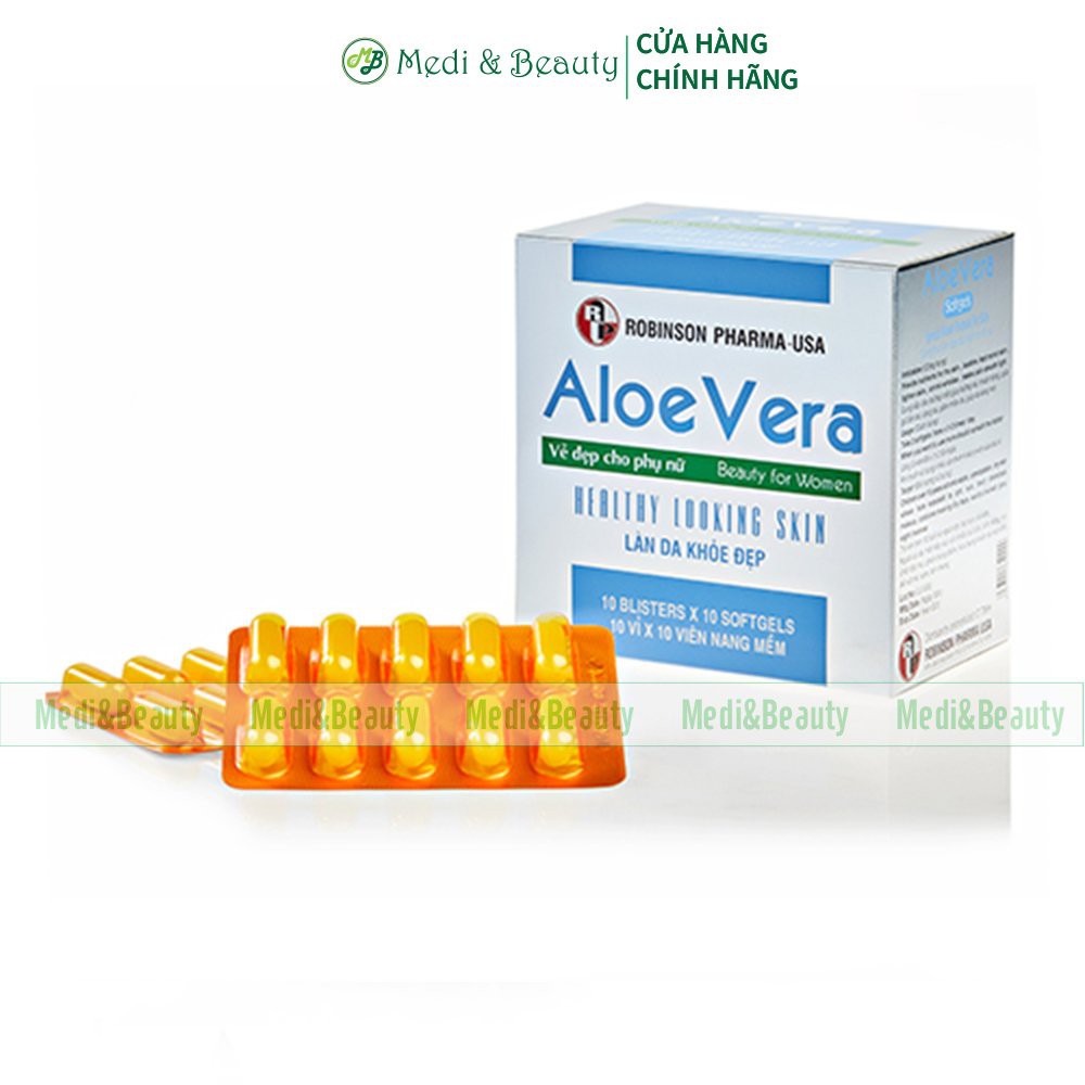 Viên uống dưỡng da, đẹp da, thải độc cơ thể, nhuận tràng  ALOE VERA  Sữa Ong Chúa hộp 100 viên