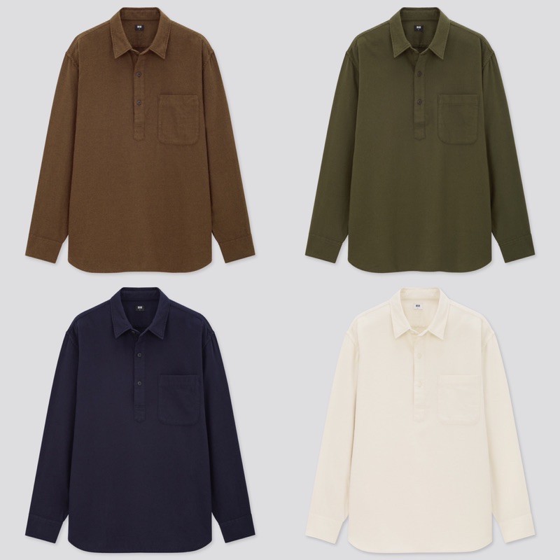 Áo sơ mi chui đầu nam flannel dài tay thời trang của UNIQLO