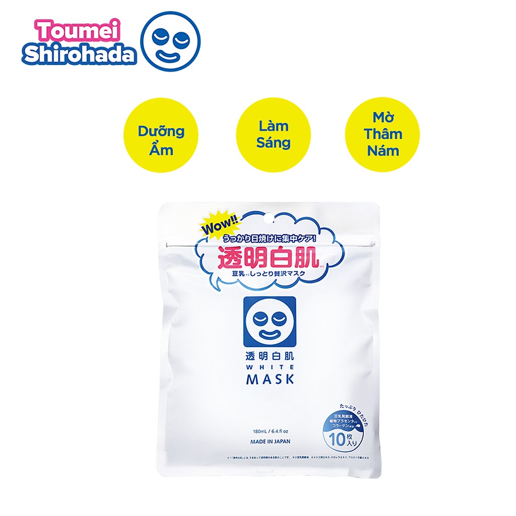 Mặt Nạ Dưỡng Trắng Transparent White Mask (180 ml/10 miếng)