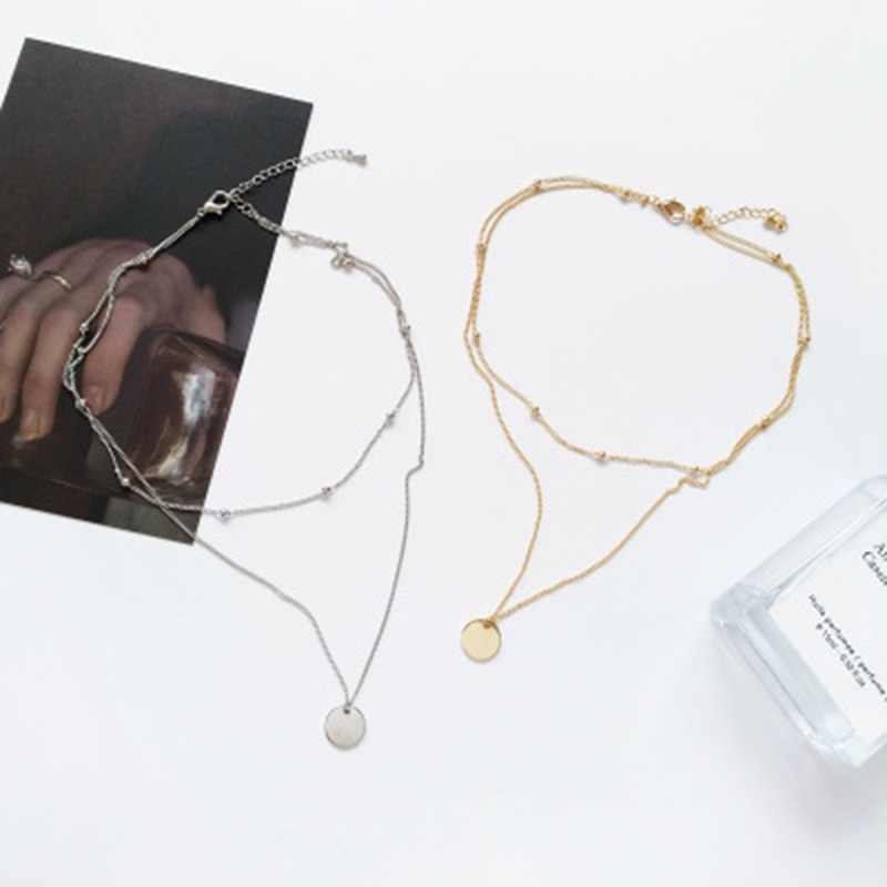 MANYUE Set 2 Vòng cổ Mặt Đồng Xu Thời Trang Hàn Quốc
