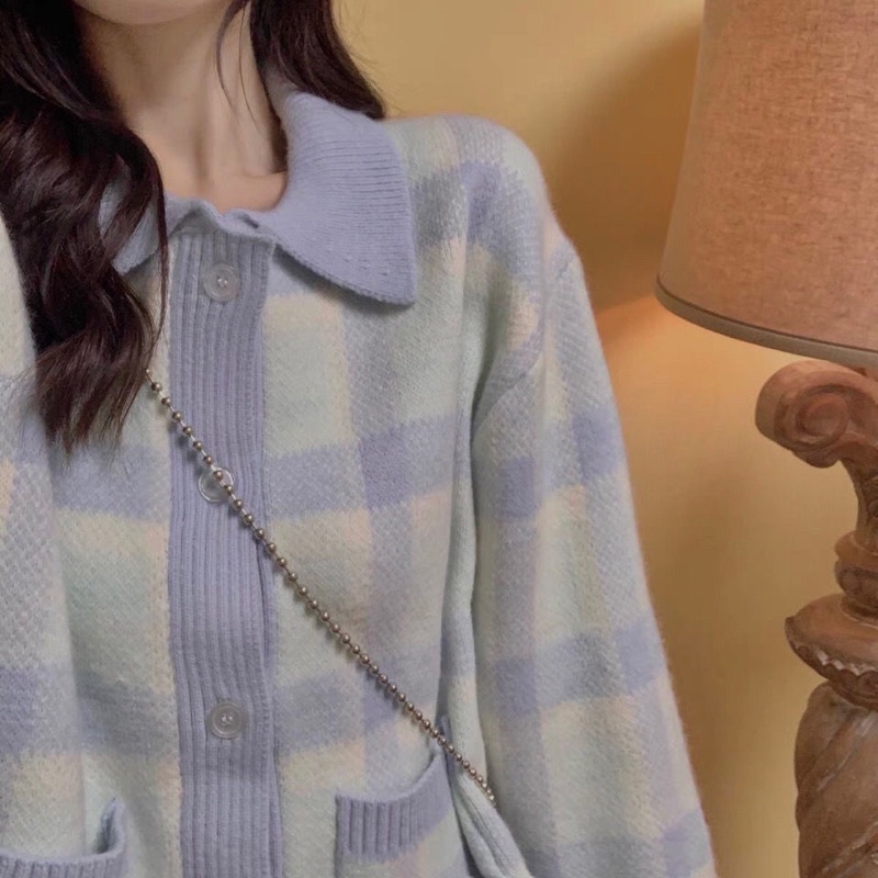 Áo len phối sọc xanh vintage | BigBuy360 - bigbuy360.vn