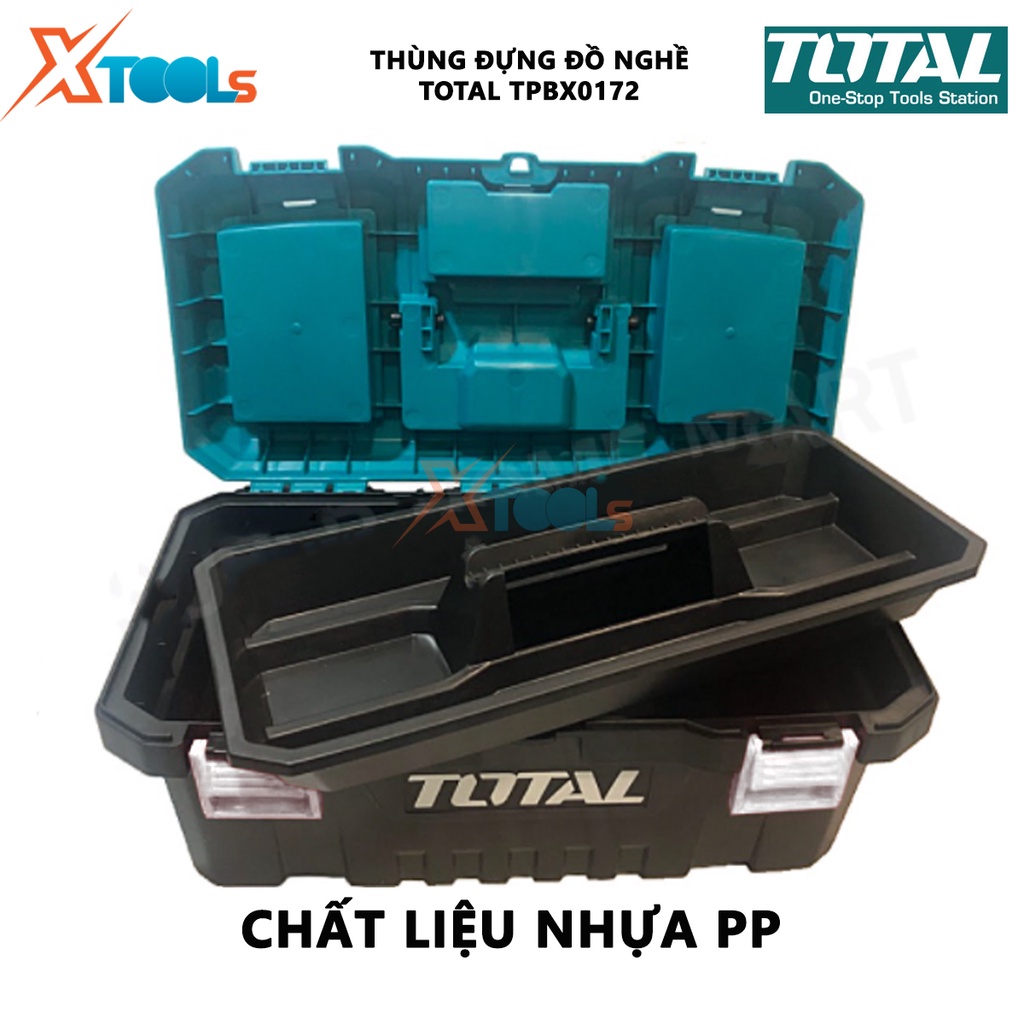 Thùng đựng đồ nghề TOTAL TPBX0172 | thùng đựng đồ nghề khóa nhựa tải trọng 15KG kích thước 436mm(17&quot;)*220mm（8.7&quot;)*205mm(