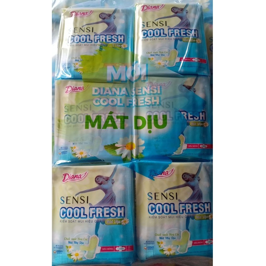 6 gói diana sensi cool fresh mát dịu hoa cúc mỏng cánh tặng (1 gói 8 miếng)