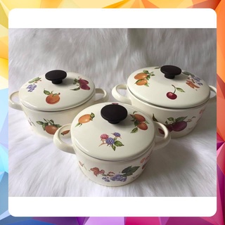 Bộ 3 Nồi Thép Tráng Men Nhật FUJIHORO FRV Frutas Collection II ( Trái cây) - Xài Bếp Từ