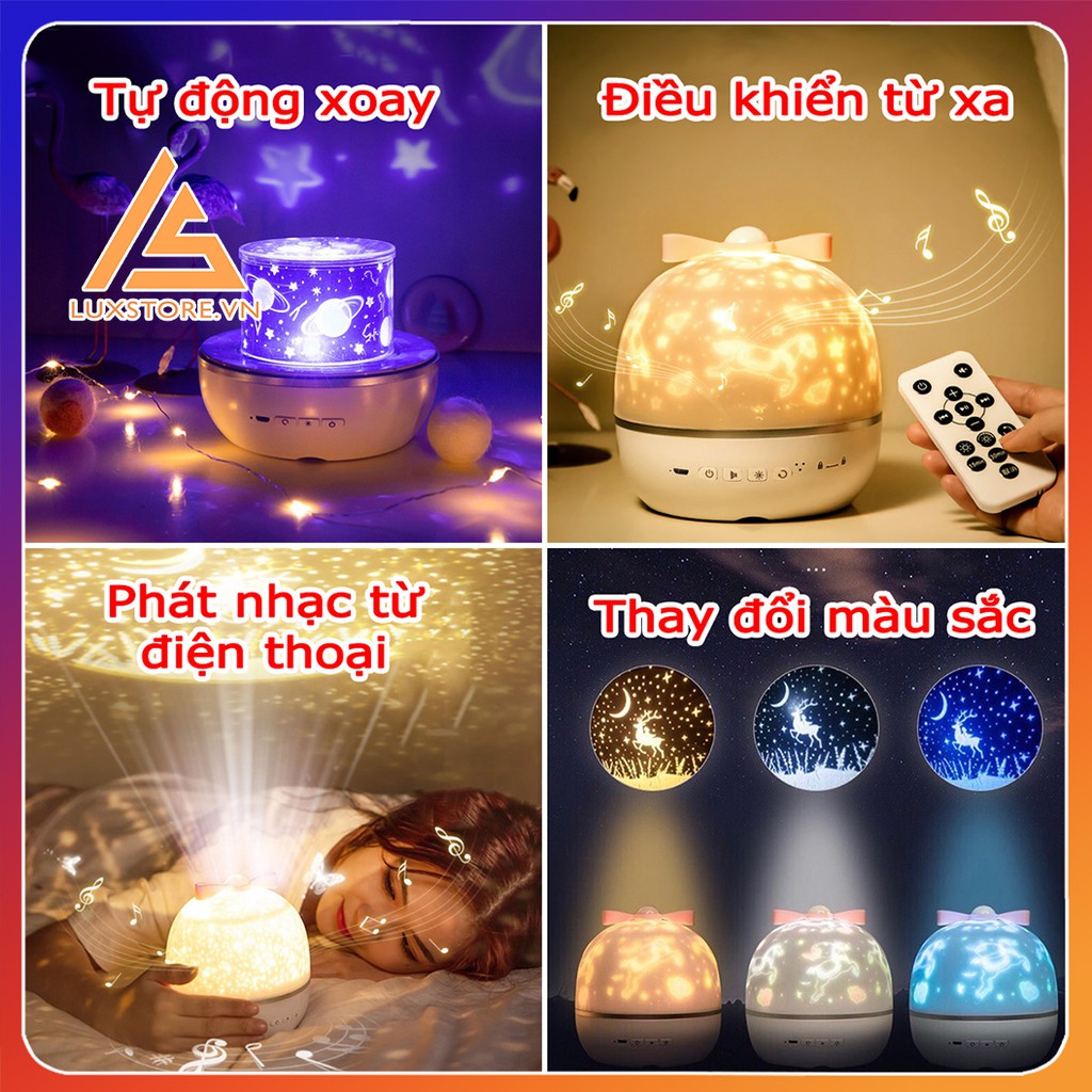 ĐÈN NGỦ CHIẾU SAO PHÁT NHẠC BLUETOOTH CHIẾU TRẦN XOAY TỰ ĐỘNG SIÊU ĐẸP CHO MẸ VÀ BÉ | BigBuy360 - bigbuy360.vn