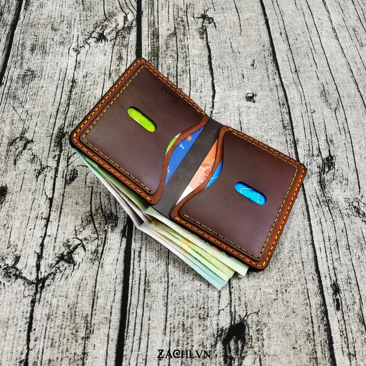 Ví nam da bò, bóp ví nam mẫu đứng da thật handmade - VN2726