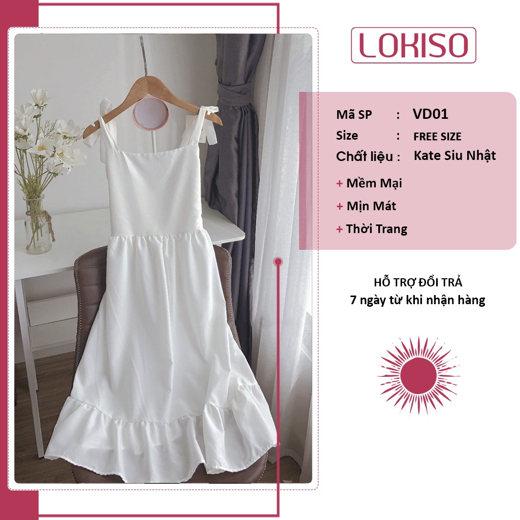 Đầm babydoll ulzzang trắng nữ 2 dây dáng dài LOKISO VD01 | BigBuy360 - bigbuy360.vn