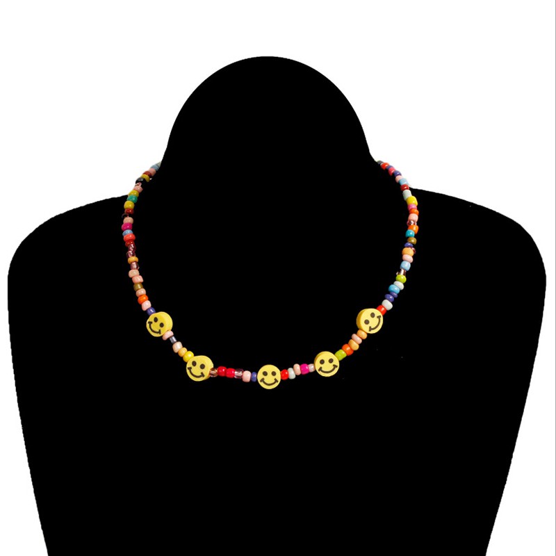 vòng cổ Choker Mặt Hình Mặt Cười Nhiều Màu Sắc Phong Cách Bohemian Thời Trang Mùa Hè