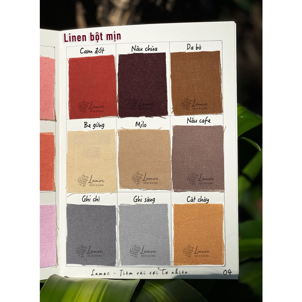 Vải linen bột khổ 1.4m - Gam màu vintage ngẫu hứng Lamoc - Tiệm vải sợi tự nhiên