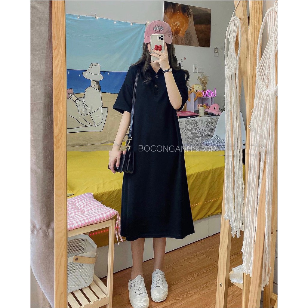 Váy Thun Suôn Polo Nút Gỗ 168414 | BigBuy360 - bigbuy360.vn