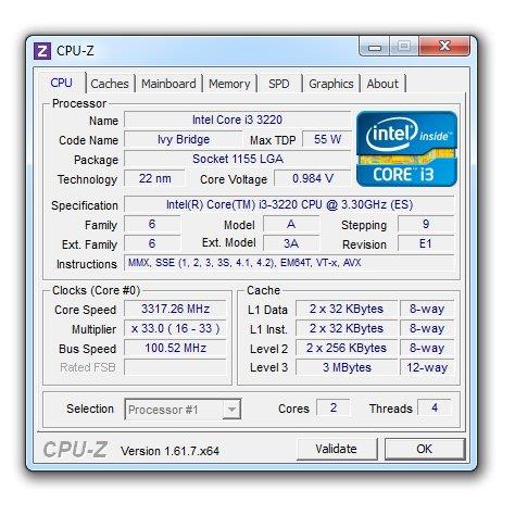 Chip xử lý Intel CPU Core I3 3220 (2 lõi 4 luồng) Chất Lượng Tốt Nhập Khẩu