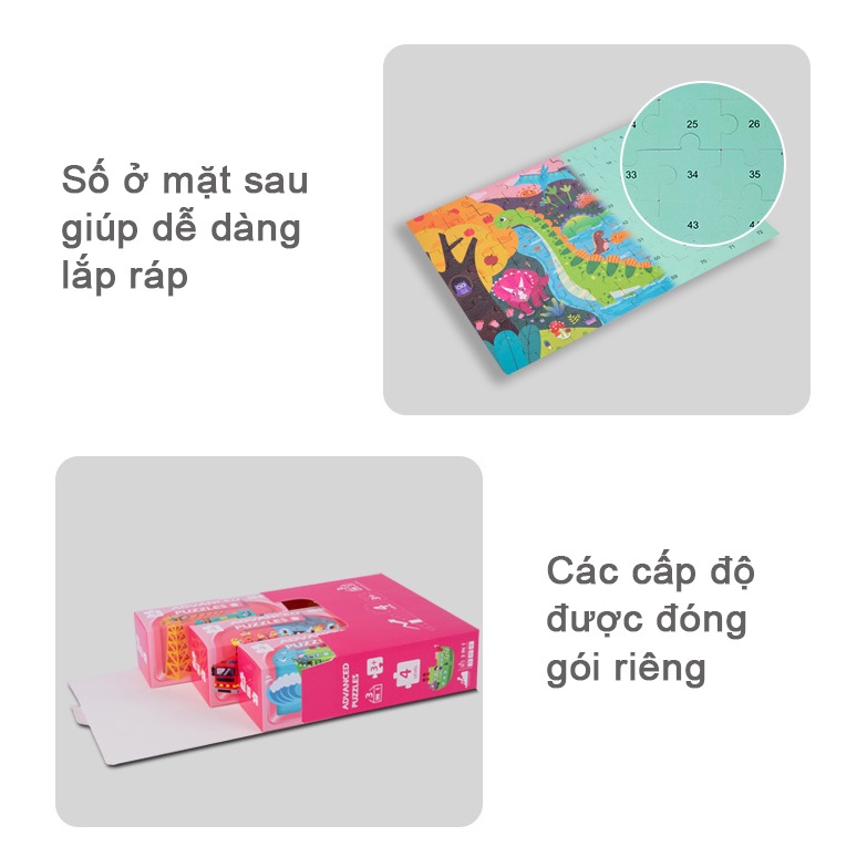 Bộ đồ chơi xếp hình, ghép hình gỗ thăng cấp 7 cấp độ cho bé từ 2-7 tuổi, Đồ chơi gỗ giáo dục thông minh Montessori