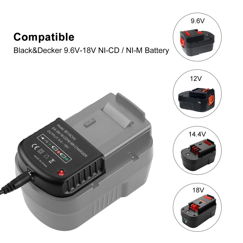 Bộ Sạc Pin NhiềuV 9.6V-18V Cho Pin Black &amp; Decker Ni-Cd Ni-Mh Hpb18 Hpb18-Ope Hpb12 Hpb14 Fsb14 Fsb18 Fs120Bx Us Plug