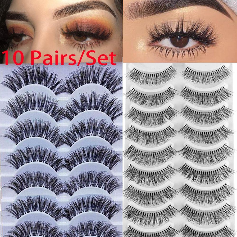 [Hàng mới về] 10 Cặp mi giả nối dài dày dặn chất lượng cao hiệu ứng tự nhiên