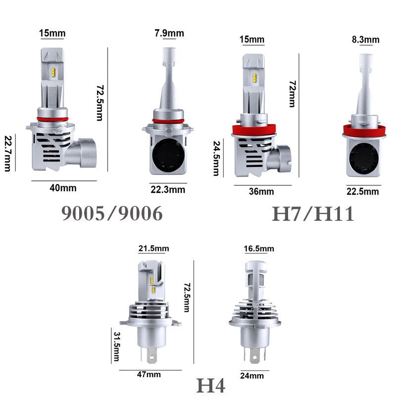 Bộ 2 Đèn Pha LED H7 90W 16000LM 9005 9006 H4 H11 ZES Ánh Sáng Trắng 6500K Chất Lượng Cao Cho Xe Hơi