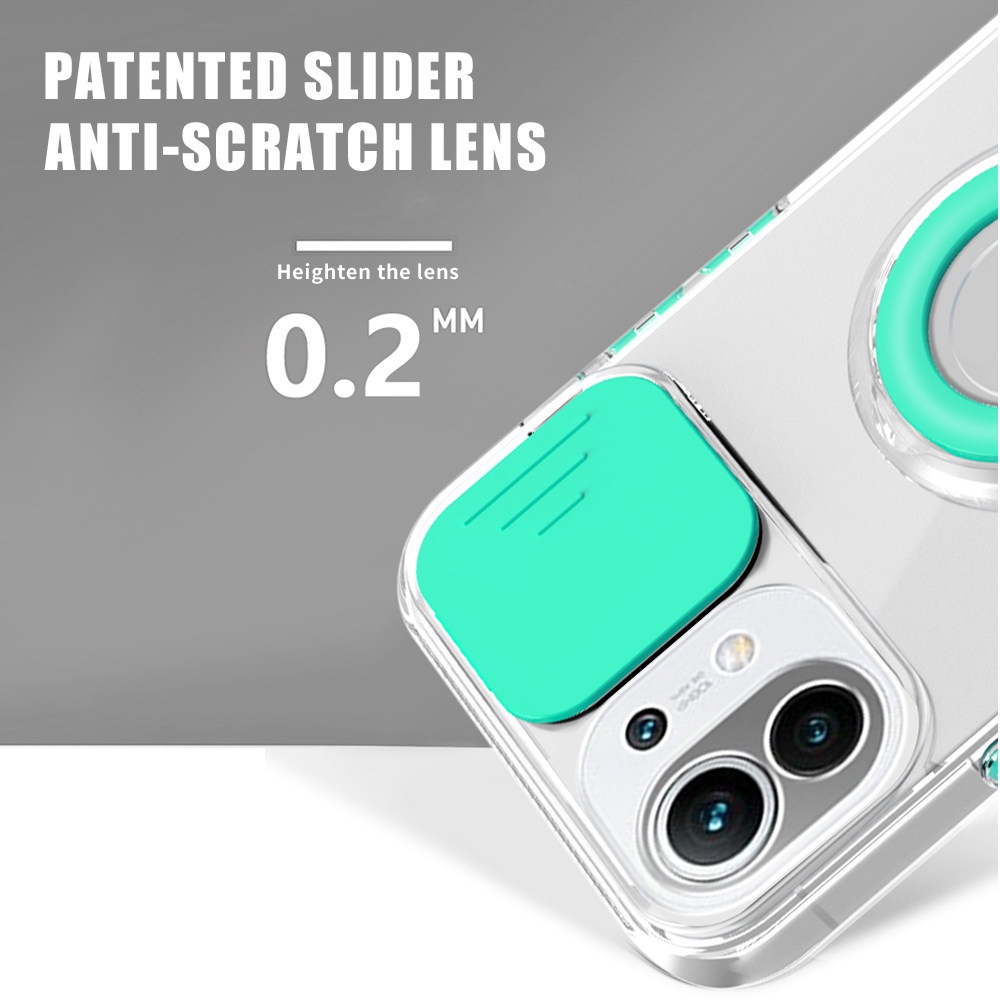 Trượt Máy Ảnh Ốp Lưng Cho Xiaomi Redmi Note 11 Note 11s Note 11 Pro MI 11T Mi 11T Pro Mi 11 Lite NE 5G Mi 11 Pro Mi 11 Trong Suốt TPU Đèn Vòng Có Chân Đế Và Giá Đỡ Điện Thoại Bảo Vệ