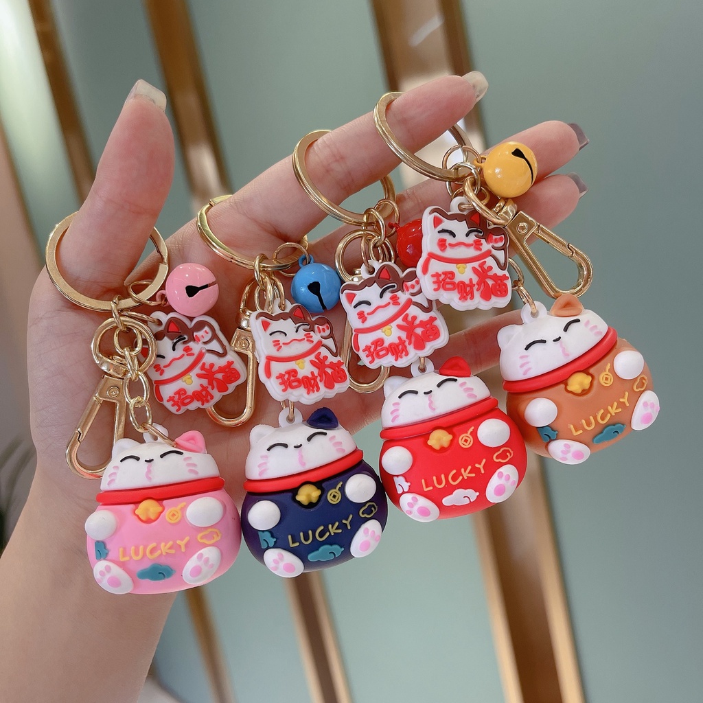 Móc Khóa Hình Mèo May Mắn Dễ Thương