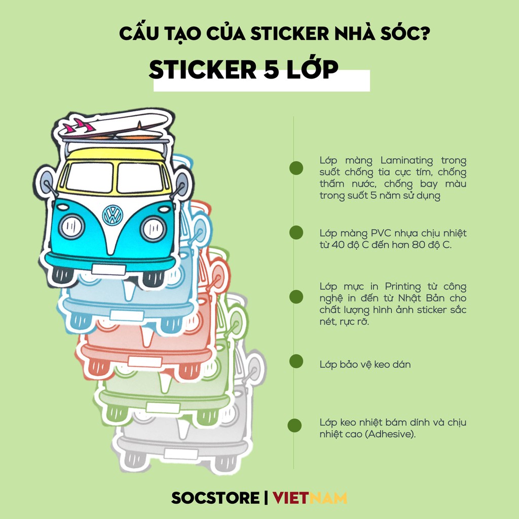 Set 10 sticker dán, custom mũ bảo hiểm nửa đầu, 3 phần 4, laptop, ván trượt chống nước Sóc Store